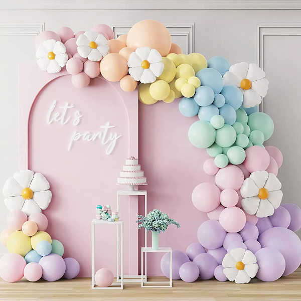 141stk Pastel Ballonbue Kit Macaron Dasiy Ballon Garland Kit