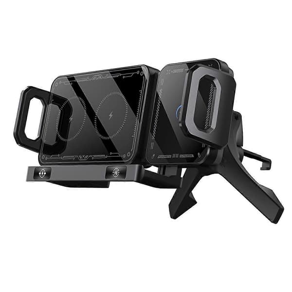 Trådløs biloplader 15W dobbelt spole bilventil telefonholder, B