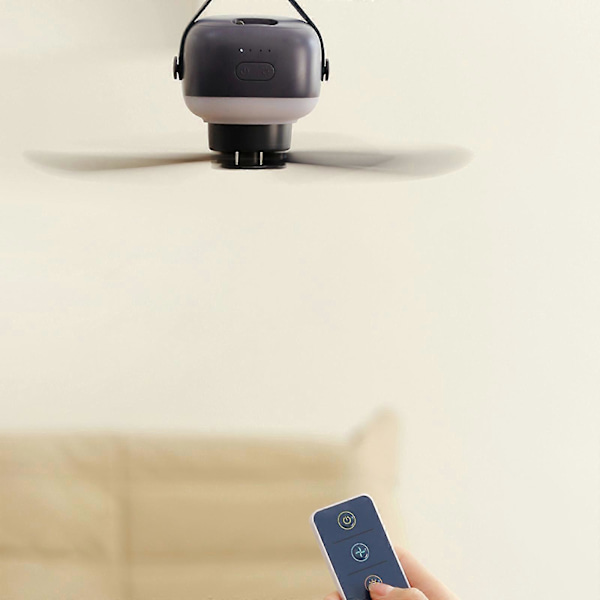 2-i-1 Campingventilator Hængeventilator Med Lampe 10'' Baldakinventilator Teltventilator Til Vandring