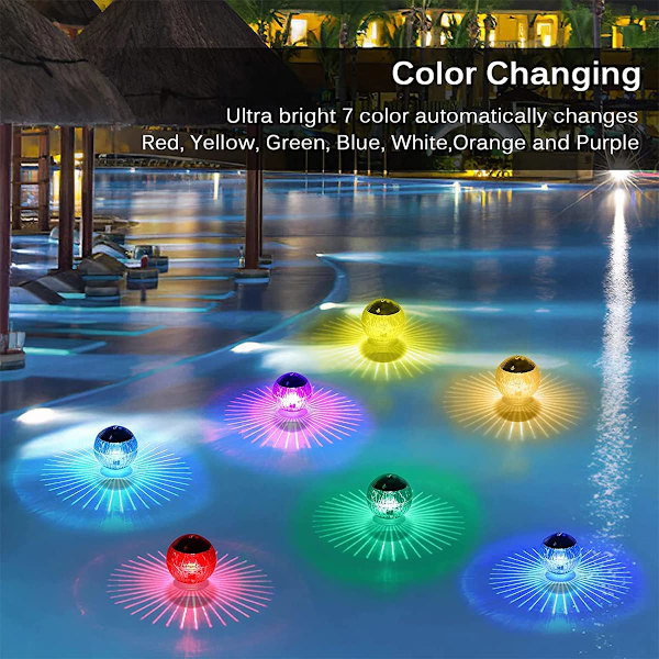 Solcellsflytande poollampa Vattentät solcellsladdad dammglödlampa Globelampor LED-glödlampa Dekoration för pooler Dammfontän Trädgårdsfest Badkar