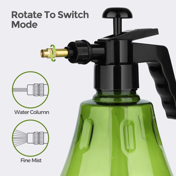 Planteforstøver Sprayflaske, 1,5L Tryk Planteforstøver (Grøn)
