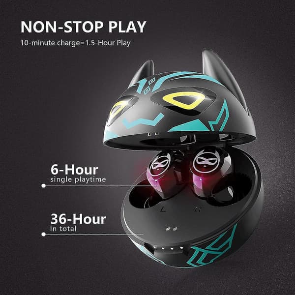 Gaming Earbuds Børne Bluetooth 5.0 Øreprop Headset Med Mikrofon Vandtæt Touch Control Hifi