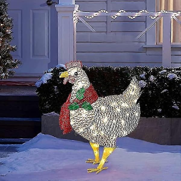 Julelys utendørs til dekorasjon med LED-hagedekorasjoner innendørs Light Acrylic Chicken