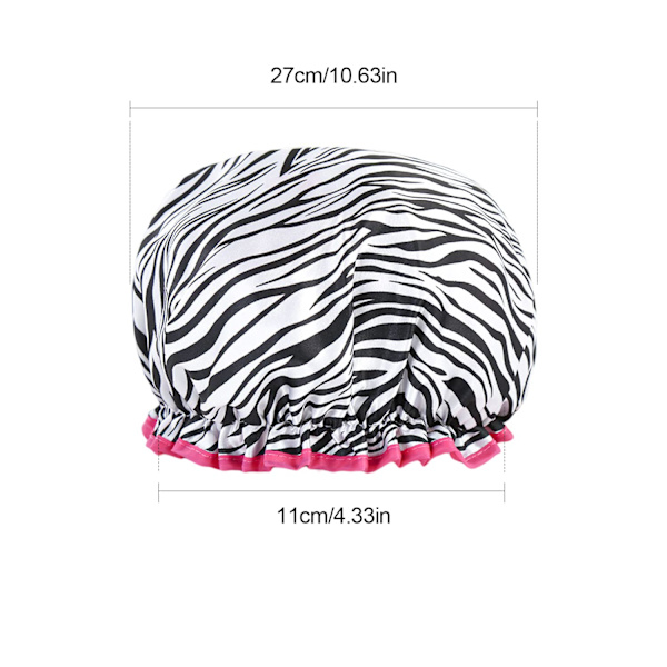 Genanvendelig dobbelt tykk brusebadshætte - Vandtæt og trendy zebradesign - Perfekt til bad og brusebad - 1 stk. zebra