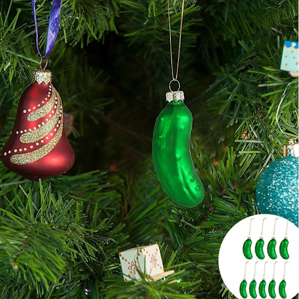 Julesalgsrydding! PRETXORVE Juleagurkpynt, 9 dekorative juleagurker