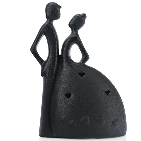Romantisk par figurer gylden evigt hjerte figur (B) black