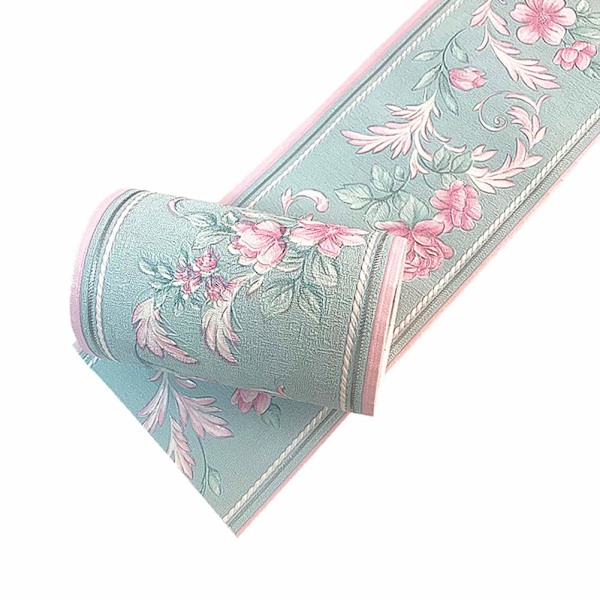 Självhäftande PVC Vintage 3D Vattentät Väggbård (Rosröd)
