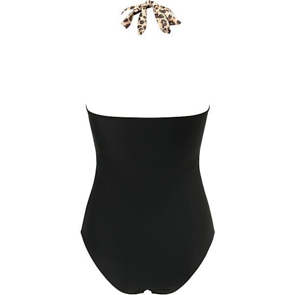 Baddräkt Dam Magekontroll Push Up Baddräkt Halter V-ringad Vadderad Hel Baddräkt Leopard XL
