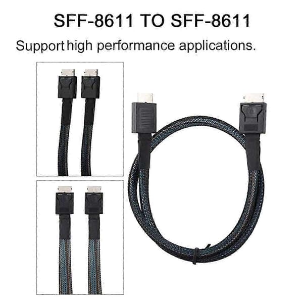 PCIE4.0 MINI SAS-kabel 24Gbps Oculink Dataförlängningskabel SFF-8611 till SFF-8611 Server Dataöverföringslinje (0,5m)