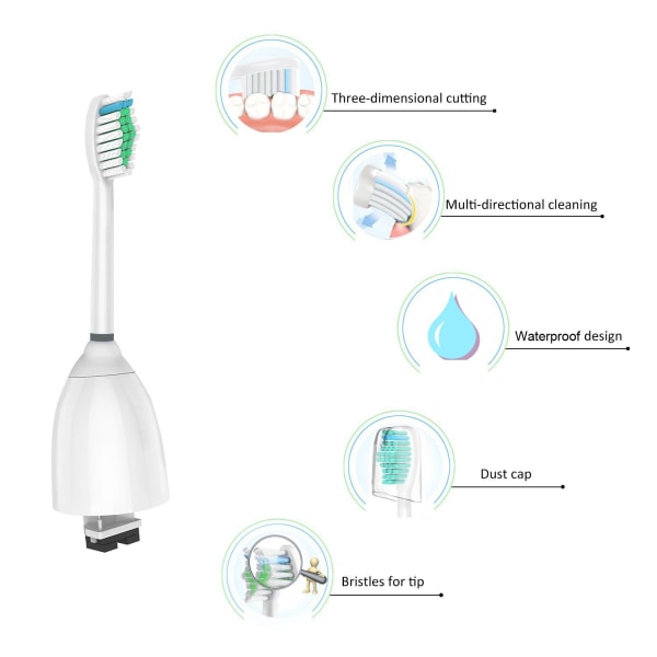 Erstatningsbørstehoder, 4-pack tannbørstehode kompatibel med Philips, Essence, Elite, Xtreme, Advance og CleanCare elektrisk tannbørste