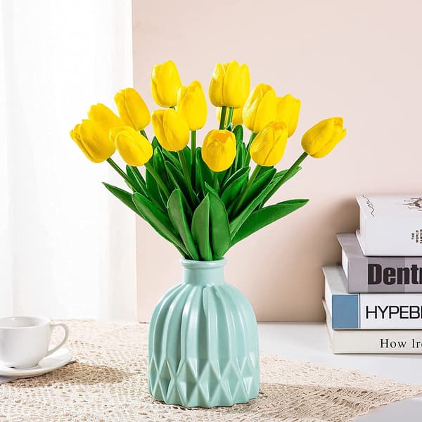Kunstige tulipaner blomster for hjemmedekorasjon, 8 stk. gule