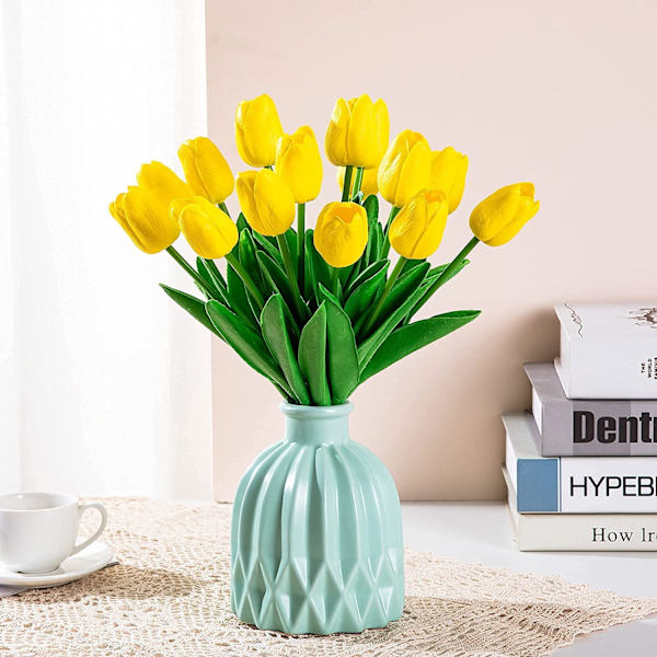 Kunstige tulipaner til boligindretning, 8 stk. gule