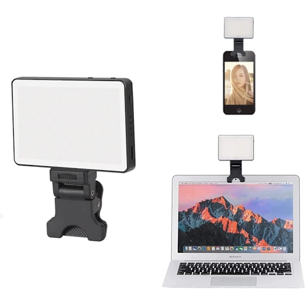 LED bærbar videolys med klips til iPhone/Laptop/Tablet