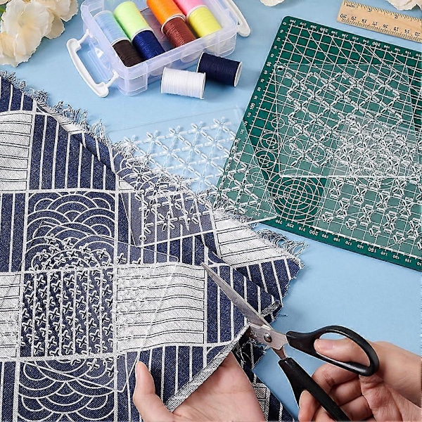 DIY 4 stk. Akryl Sashiko Skabelon Kryds Akryl Broderi Værktøj Tegnelinje Skabelon til Håndquiltning og Broderi 2,5 mm Tyk