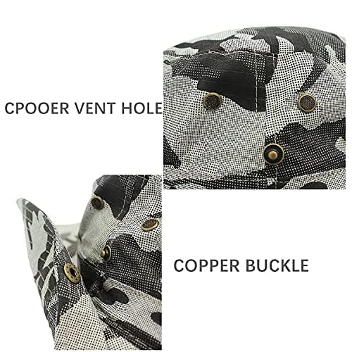 Kamouflage solhatt med bred brätte och justerbar hakrem (Khaki)