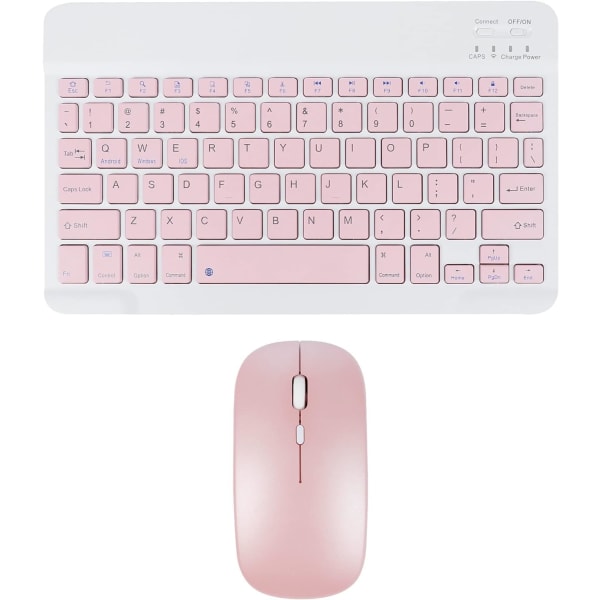 Trådløst tastatur og mus - Genopladeligt slankt Bluetooth-tastatur og -mussæt, Silent Bluetooth-mus, Trådløst tastatur kompatibelt PINK
