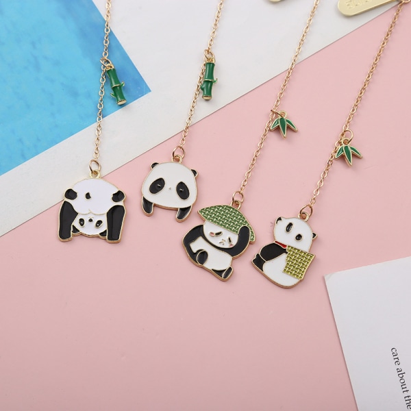 Bokmärken Söt pandaformad metallbokmärke Paket med 4