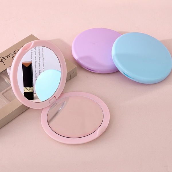 Rejse-sminkespejl, kompakt spejl, kompakt makeup-spejl, lyserødt elegante kosmetiske rejsespejle til lomme pink