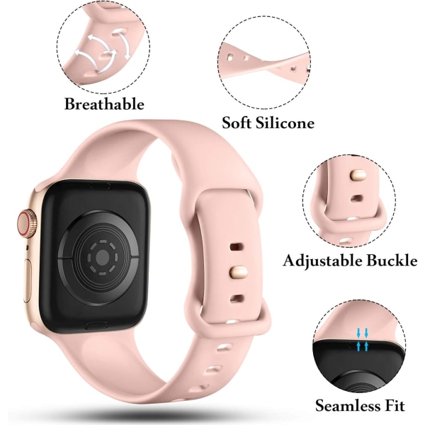 6-pakke flettet solo-sløyfe kompatibel med Apple Watch-stropper 40 mm 38 mm 41 mm for kvinner, menn, justerbar nylon elastisk elastisk sportsrem pink 38/40/41MM