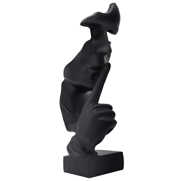 Stillhet er gull Tenker Statue Abstrakt Kunst Resin Figur Svart