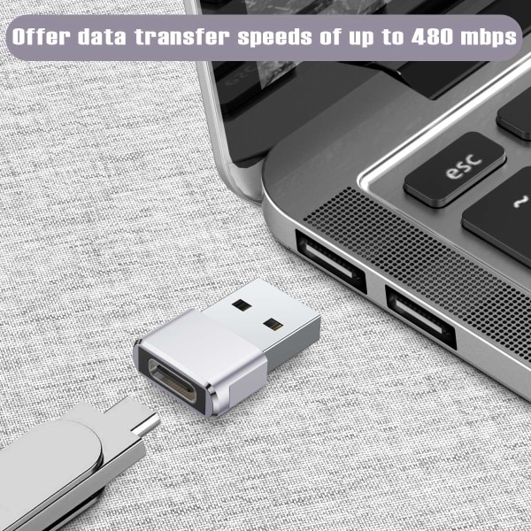 USB til USB C-adapter 3-pakning, Type C hunn til USB A hann-konverter