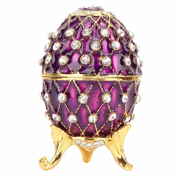 Emaloitu Faberge pääsiäismunakorulaatikko, vintage venäläinen tyyli emaloitu organizer trikkirasia Ainutlaatuinen lahja (violetti)
