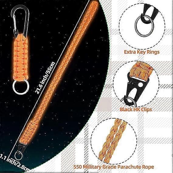 2 Set Kraftig Paracord Halsband Nyckelring Handledsflätad Rem
