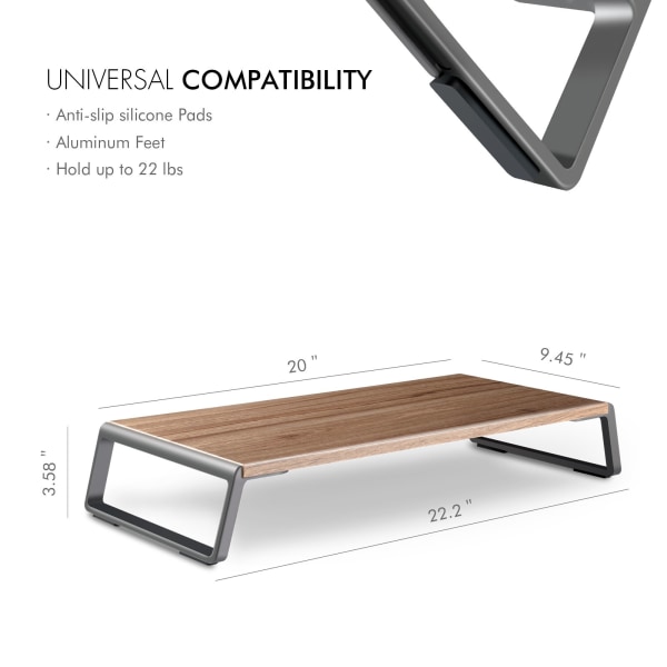 Monitorstativ med metalfødder til printer, computer (Hickory)