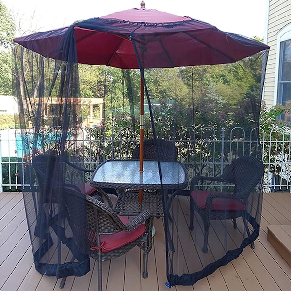 Parasol Myggnät med DragkedjaGazebo Myggnät för Utomhus Parasol Trädgård Parasoll Bordsskärm Parasol Mygga