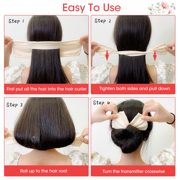 5 stk. Deft Lazy Hair Curler Bun Maker Set, Bow-Knot Dekorative Hårtilbehør, Fashion French Bun Hårbånd, Twist Frisure Shaper
