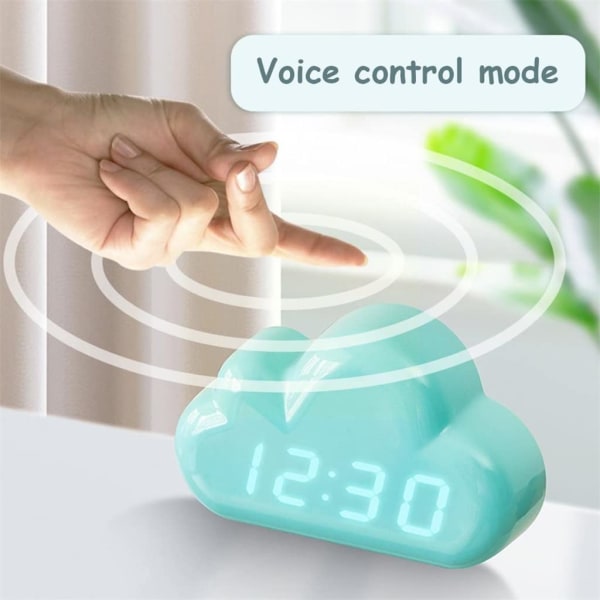 Led bord stemmestyring Wake-Up Power-Up Digitalt skrivebordsur Elektronisk vækkeur (farve: hvid-stil, størrelse: 150x90x40 mm)
