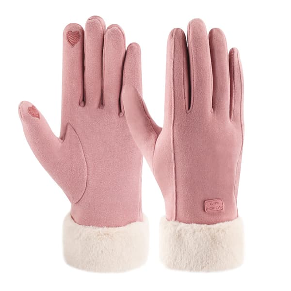 Dame vinter varme touchscreen handsker med fleeceforet strikkede vinterhandsker til koldt vejr pink