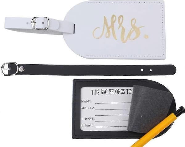 2 sæt MR MRS bagagemærker og pas H bryllupsbagagemærker