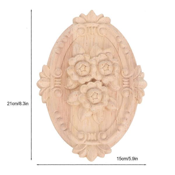 Oval Blomst Utskåret Onlay Applikasjon Møbeldekorasjon (21*15cm)