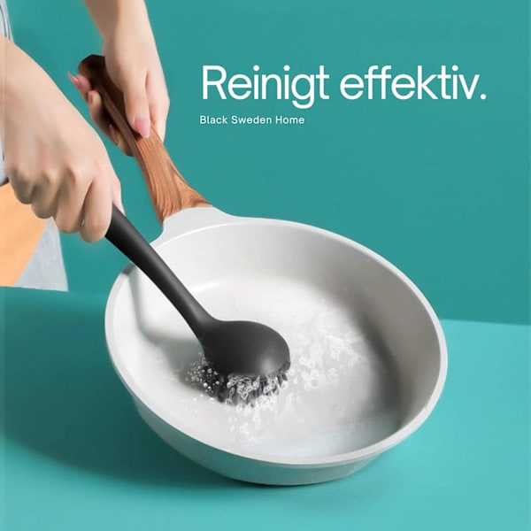 Svart Antibakteriell Diskborste för Hemmet - Set om 2 - Stark Hårdhet Kök Diskborste för Tuff Smuts - Diskmaskinsäker - Långvarig - Hygienisk - Svart