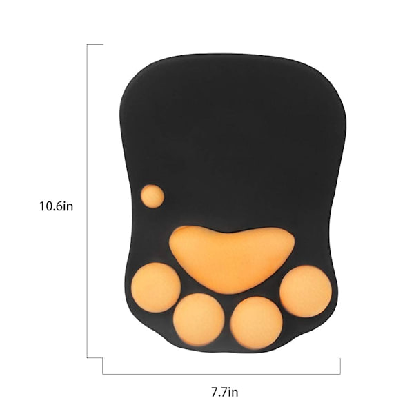 Musmatta med katt och handledsstöd, ergonomisk bärbar musmatta (svart)