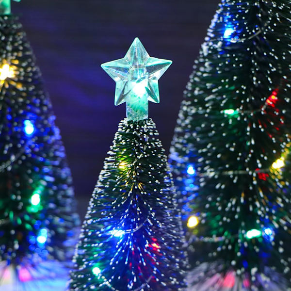 3 st Miniatyr Julgranar med Ljus - Konstgjorda Julgranar med LED-Ljussträngar - Juldekorationer för Fest - Miniatyr Bordsprydnader för Hemmet