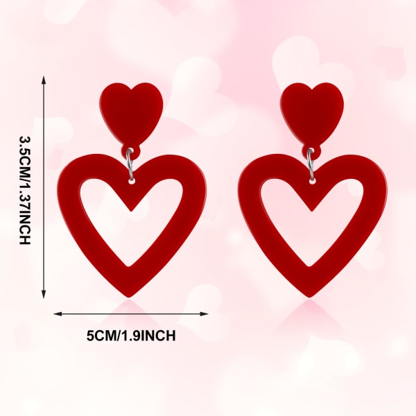 Akryl doble hjerte øredobber for kvinner Heart Statement øredobber kjærlighet hjerte øredobber dingle