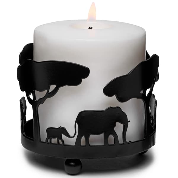 Elefant lysestake for romdekorasjon for stue | Sorte lysestaker - Lysestake hjemmedekor tilbehør stue (Elefantdesign)