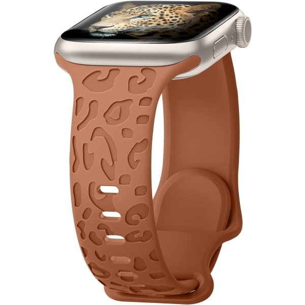 Leopardtrykk myk silikonrem kompatibel med Apple Watch-remmer 42 mm 44 mm 45 mm 49 mm kvinner menn, erstatningsklokkeremmer for iWatch-serien brown 42/44/45/49MM