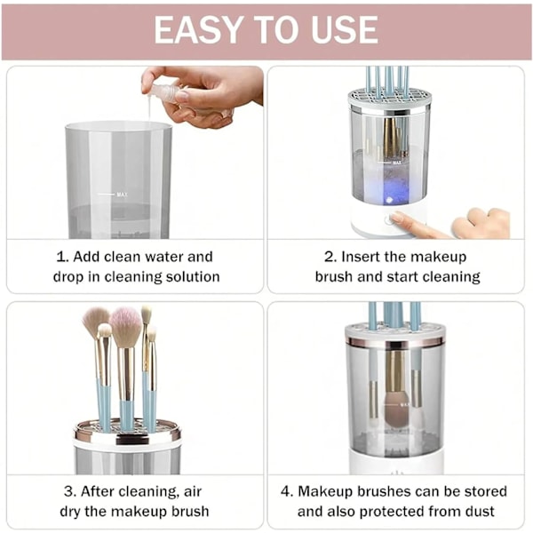 Automatisk Makeupborste Rengörare Elektrisk Kosmetisk Borste Rengöringsmaskin Makeupborste Rengöringsverktyg Perfekt Present till Mamma, Fru