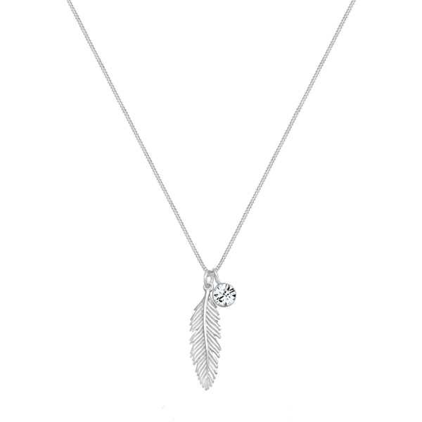 Halsband Fjäder Kristall i 925 Sterling Silver