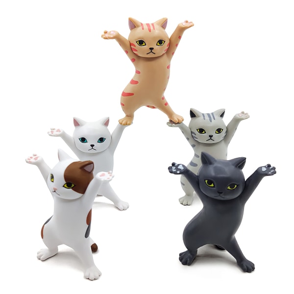 Dansende katte penneholder, gaver til katteelskere, kreative kistedansere til skrivebord eller dekoration til hjemmet Ornamenter til opbevaring af små ting Søde arbejdende katte 5 stk.