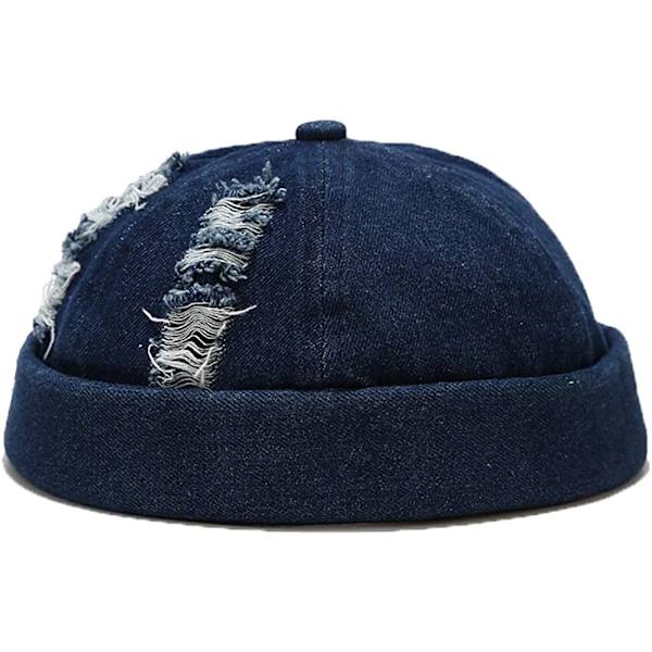 Herre- og damekasket i denim uden skygge med justerbar, blå