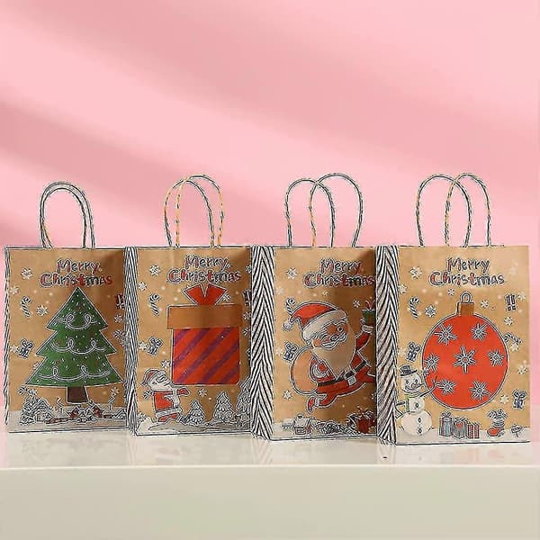 Kraft Julegaveposer 24 Assorterede Poser Julepapirsposer