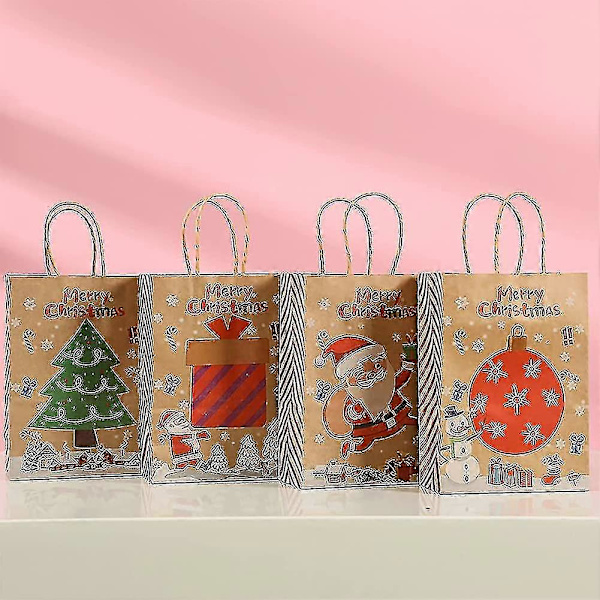 Kraft Julklappspåsar 24 Blandade Stilar Julpapperspåsar