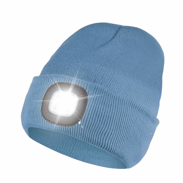 Unisex 4 LED-belyst mössa, USB-uppladdningsbar löparmössa Super Bright Hands Free strålkastarmössa, LED-mössa för löpning Vandring(Kall blå) blue(A)