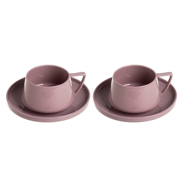 Utsøkt keramikk, keramisk sett med kaffekopper og -fat, porselenskrus for husholdningskontorer for kaffemelk Cappuccino-te (farge: rosa*2, størrelse: 250 ml)