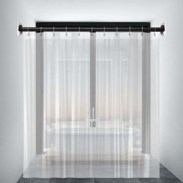 Duschgardinstångshållare för vägghäftande duschstång 3M självhäftande väggmonteringshållare (duschgardinstång ingår ej) (Vit)