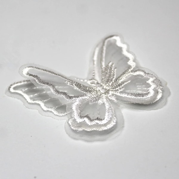 20 stk. Butterfly Syning On Patch Syning DIY (hvid, 2,36 x 1,96 tommer)